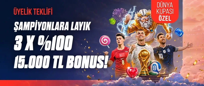 Yeni Üyelere Özel Anında 3 x %100 Bonus