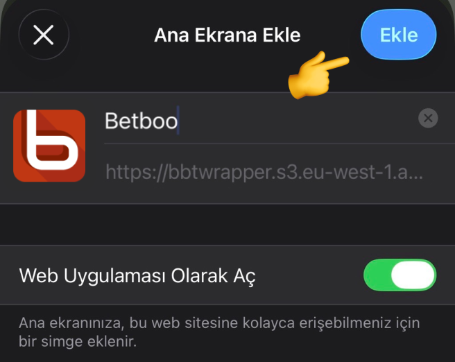 Ekle butonu